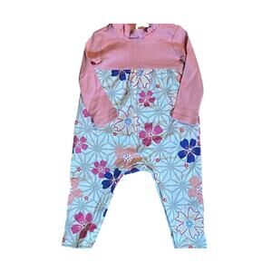 Tea Collection Pink Floral Long Sleeve Romper Baby | 9-12M